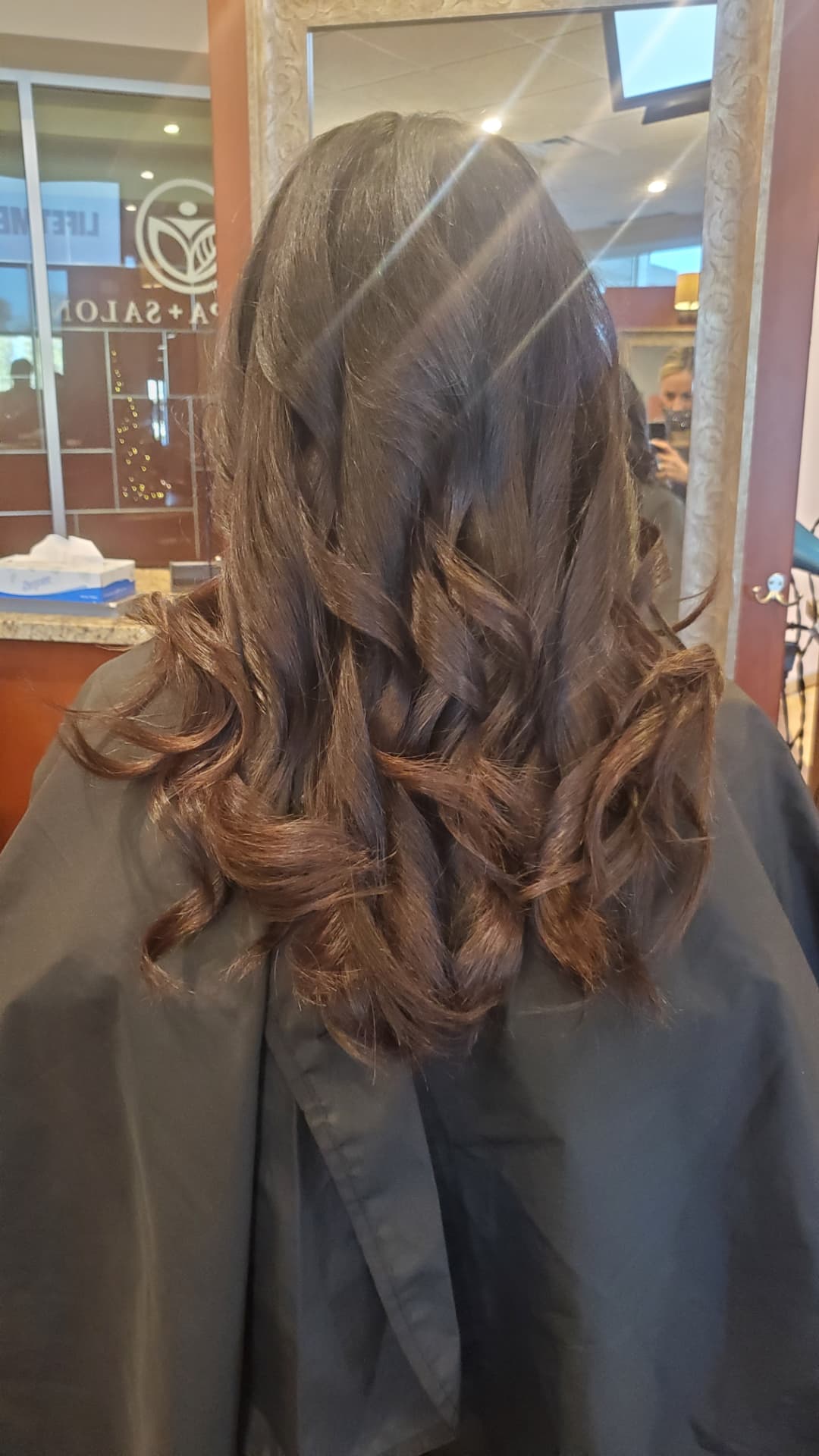 Color before and after — Glossy Brunette Waves