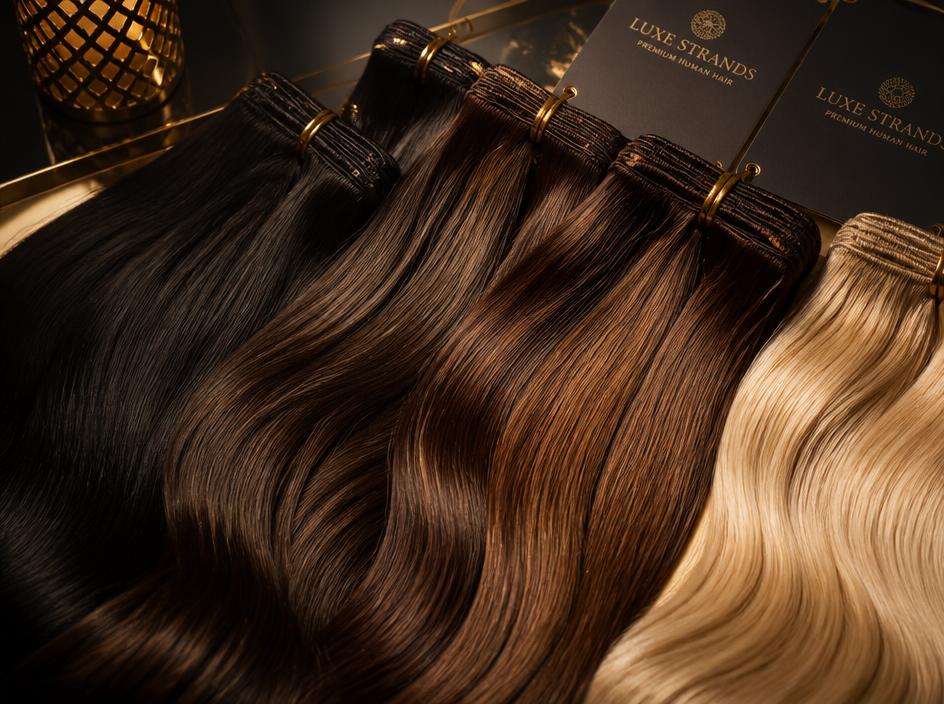 Luxury hair extensions samples close up